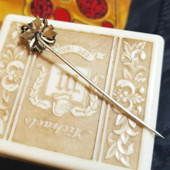 VICTORIAN Era 1800s Opal Seed Pearl GF  Stick Pin - Picture 3 of 7